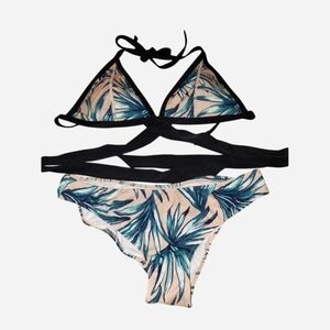 PINK Victoria's Secret Triangle Strappy Wrap Palm Bikini Size L